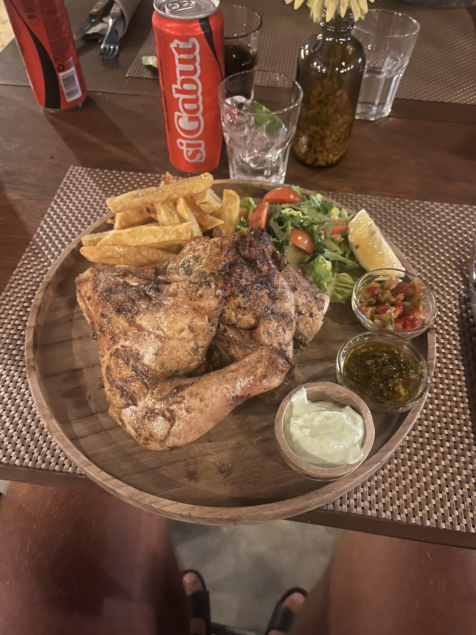 Whole chicken BBQ with fries